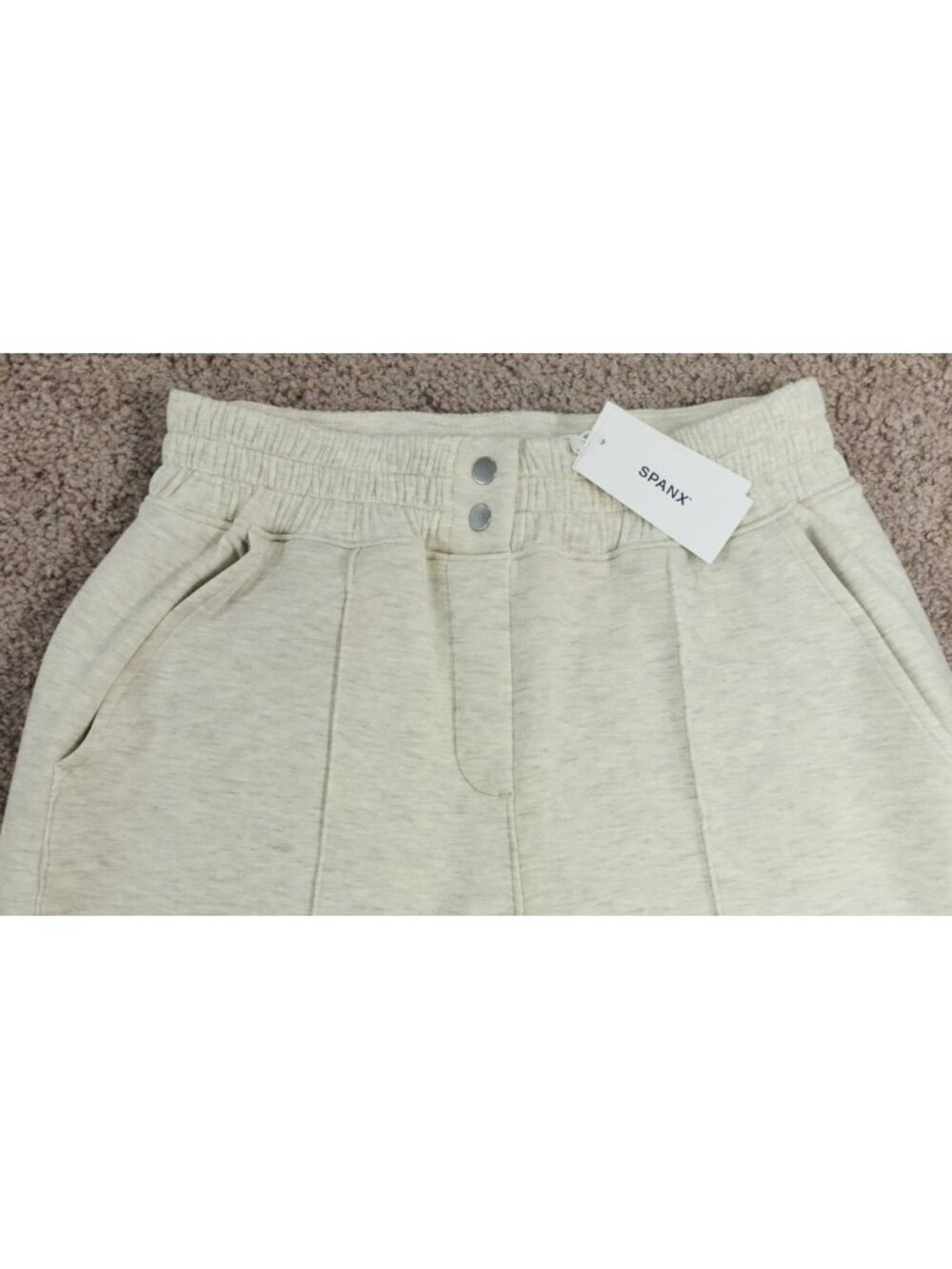 NWT SPANX AE Brushed Straight Leg Pants Heather Cream Small - Picture 4 of 7